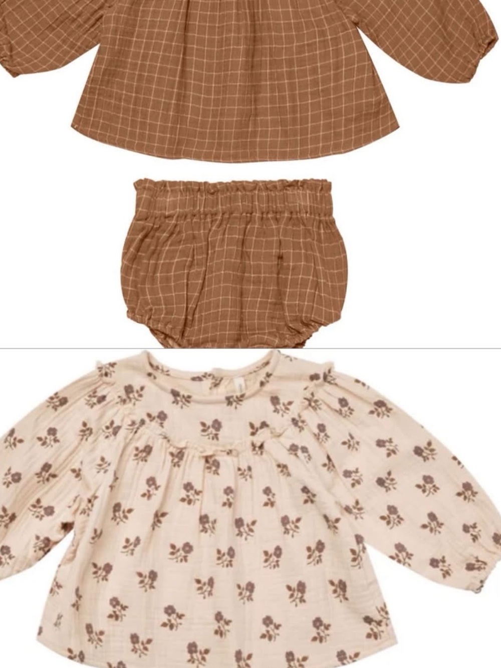 ISO Quincy Mae Brown & Cream Two-Piece Bloom Top and Bloomer Set